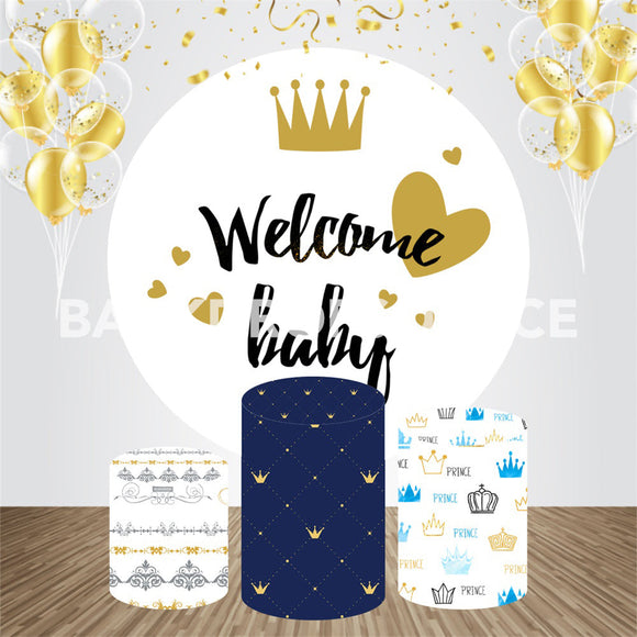 Welcome Baby Event Party Round Backdrop Kit - Backdropsource