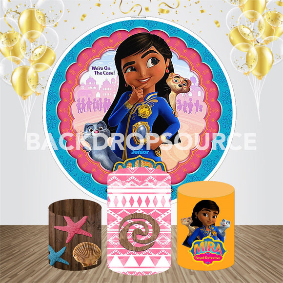 Mira Royal Detective Themed  Event Party Round Backdrop Kit - Backdropsource