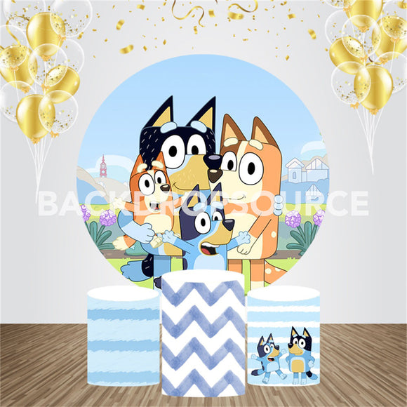 Bluey Disney Junior Themed Event Party Round Backdrop Kit - Backdropsource