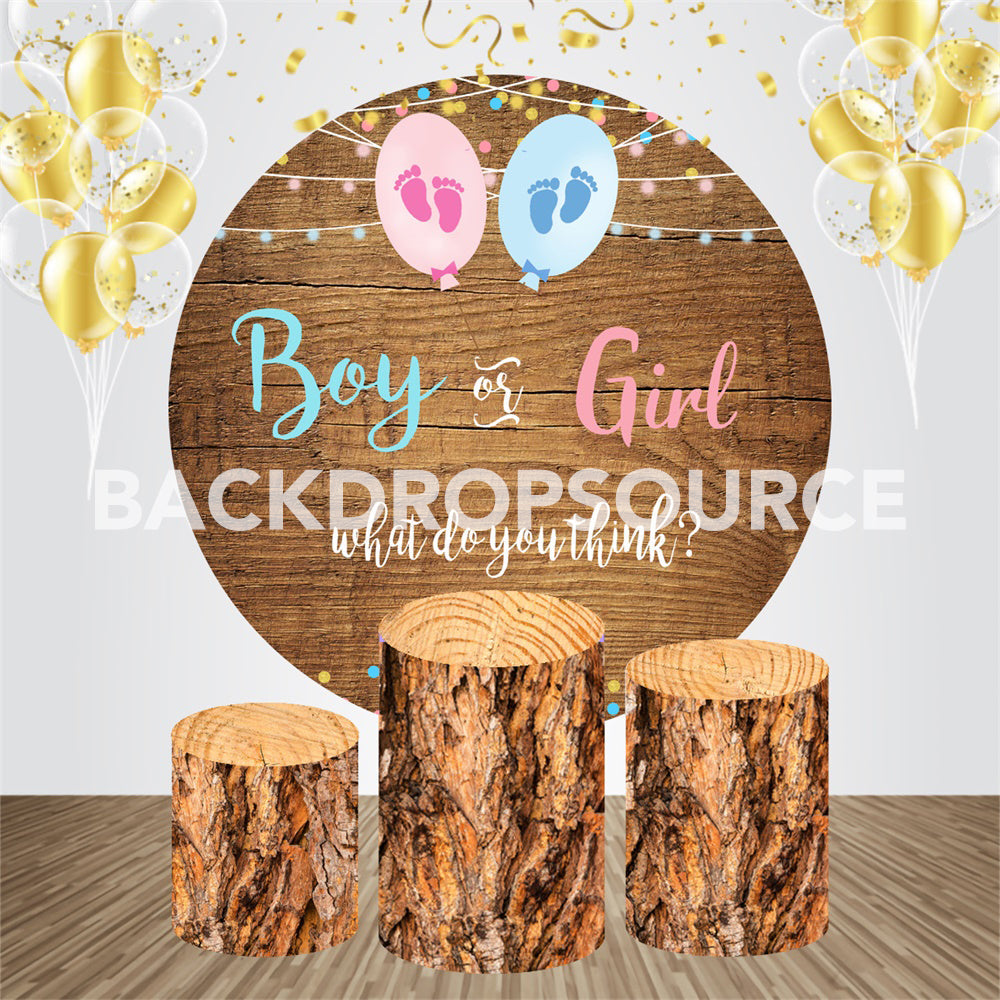 Gender Reveal  Event Party Round Backdrop Kit - Backdropsource
