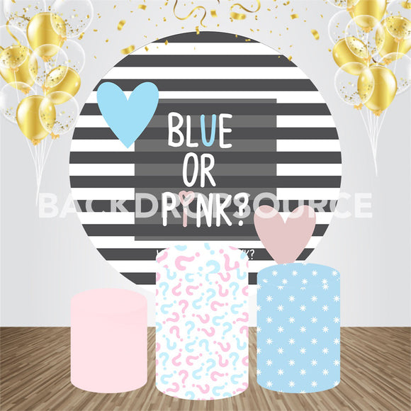 Blue and Pink Themed Gender Reveal Event Party Round Backdrop Kit - Backdropsource
