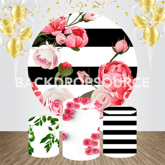 Floral Themed Event Party Round Backdrop Kit - Backdropsource