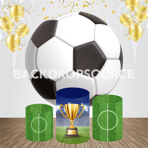Soccer Ball Themed Event Party Round Backdrop Kit - Backdropsource