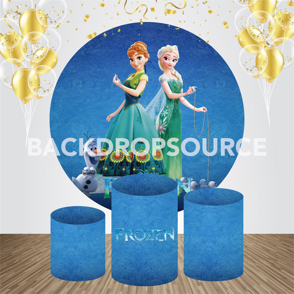 Frozen Cute Princess Event Party Round Backdrop Kit - Backdropsource