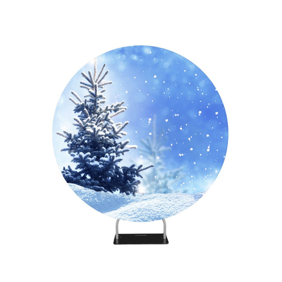 Frozen Tree Blue Glittering Sky Backdrop Circle backdrop stand - Backdropsource