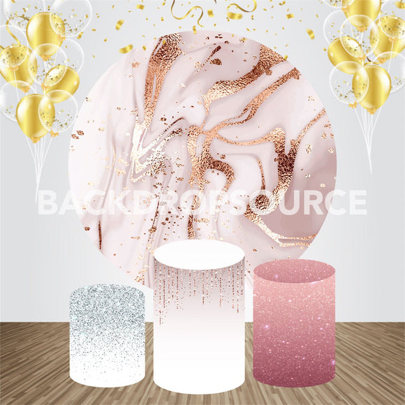 Pinkish Glitter Event Party Round Backdrop Kit - Backdropsource