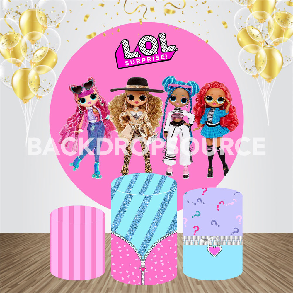 Barbie Girl Toys Themed Event Party Round Backdrop Kit - Backdropsource