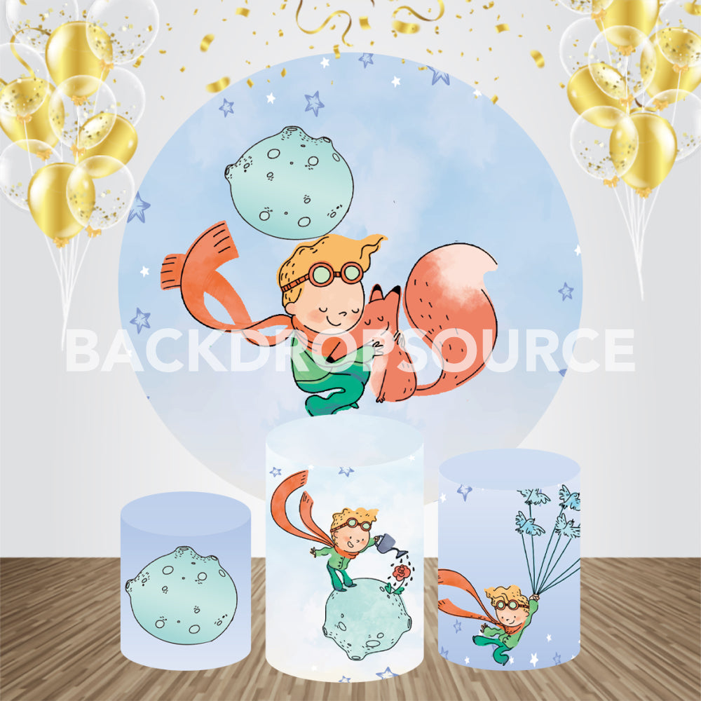 Baby Boy Cartoon Themed Event Party Round Backdrop Kit - Backdropsource
