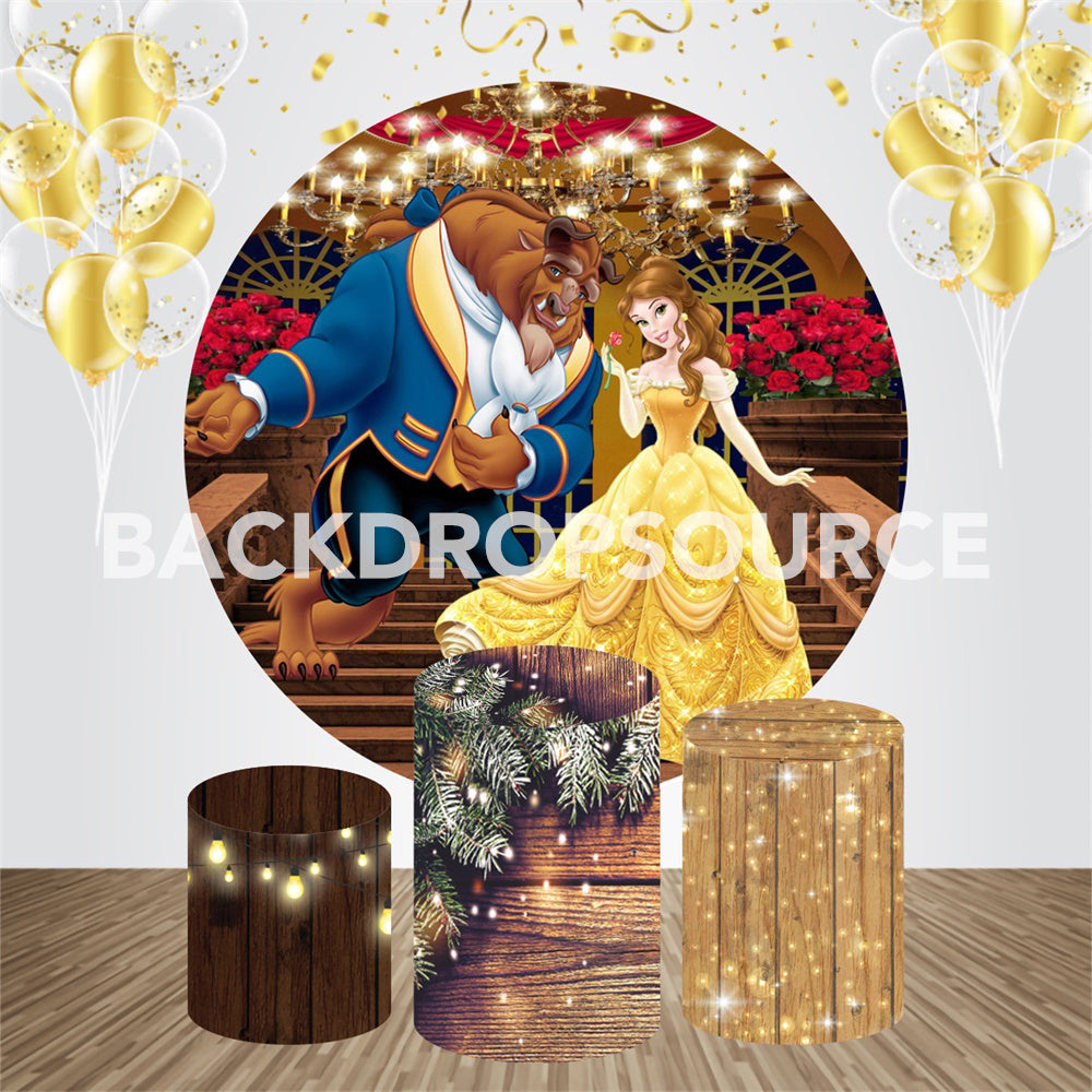 The Beauty and The Beast Event Party Round Backdrop Kit - Backdropsource