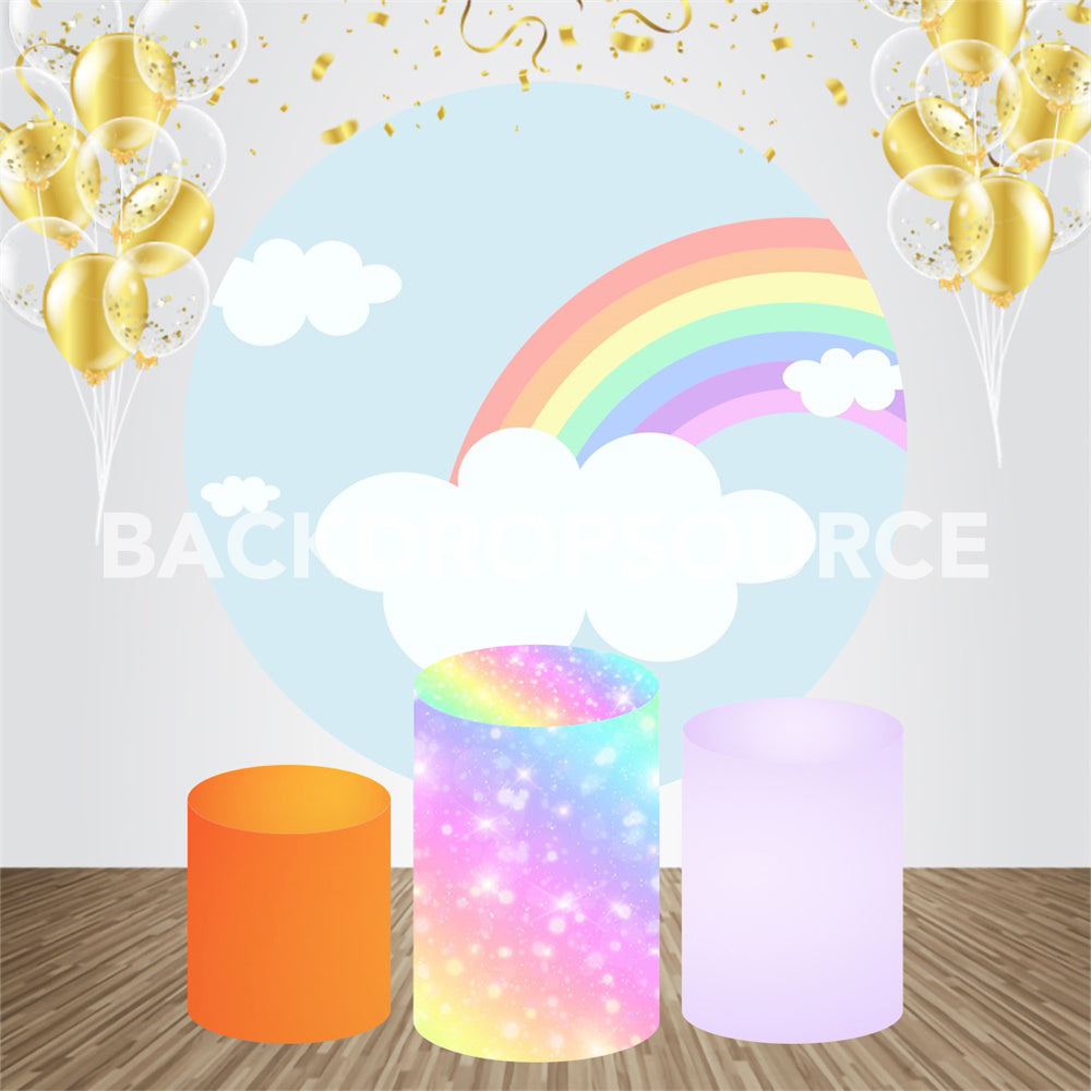 Rainbow  Event Party Round Backdrop Kit - Backdropsource