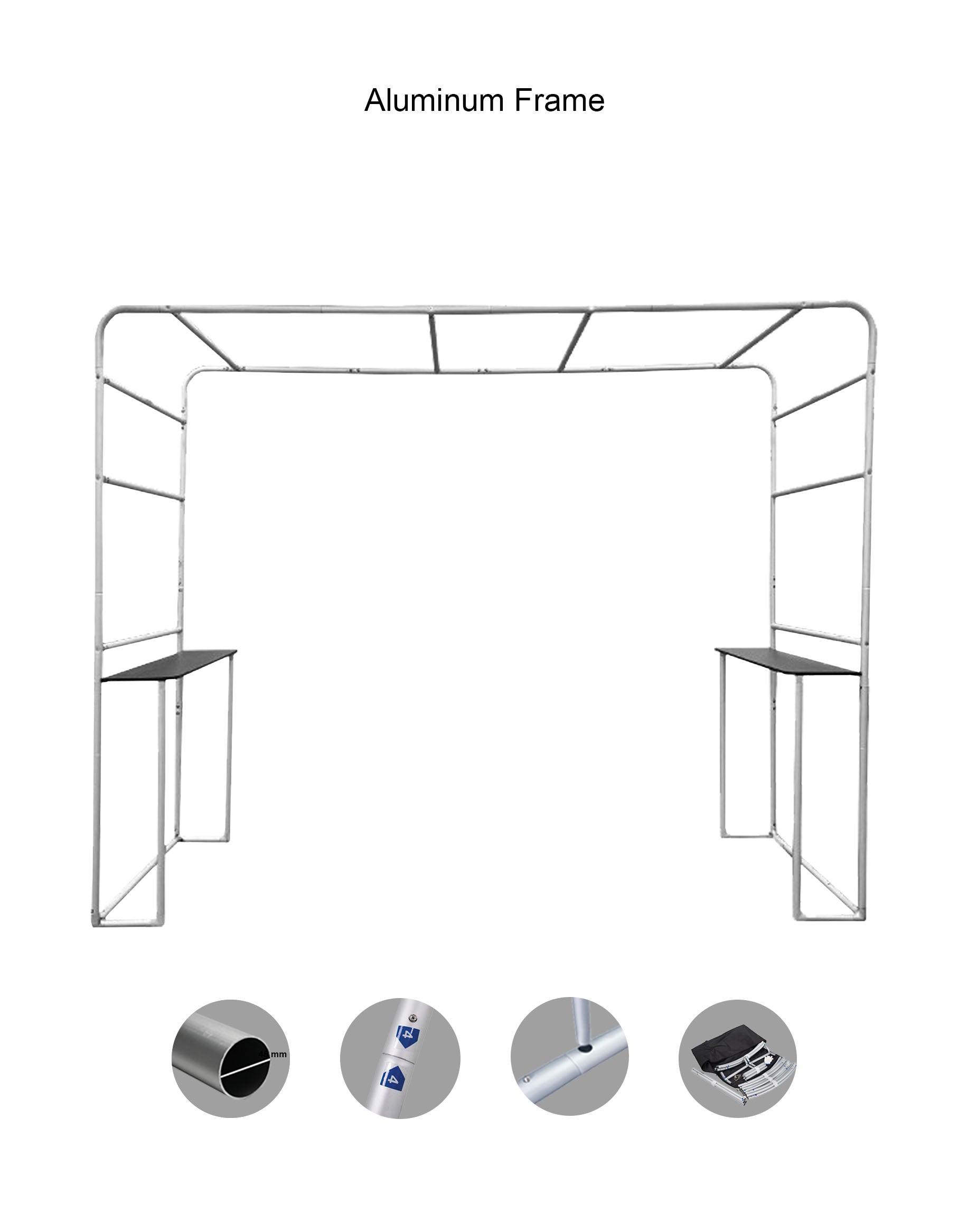Square Arch Trade Show Booth with Shelf - Backdropsource